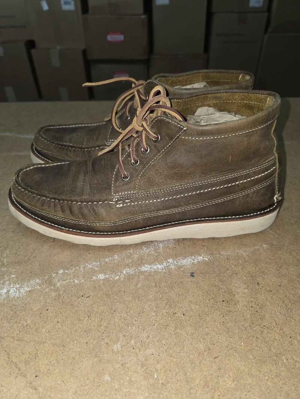 EasyMoc Scout Boot Mens 11D Crazy Horse Leather Viabram Christie Outsole